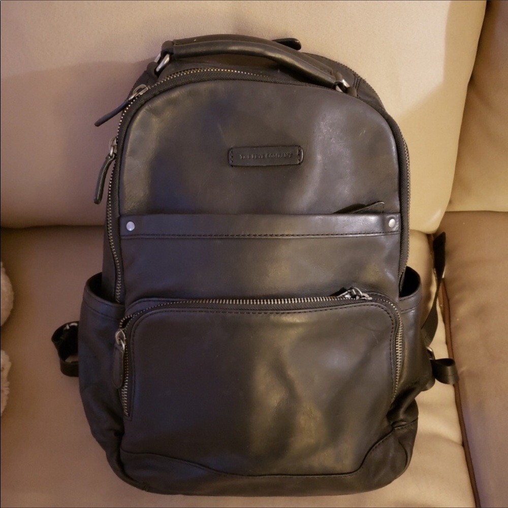 Frye black leather backpack